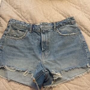 Zara Blue Distressed Jean Shorts